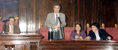 il Rettore, Enzo Costa (Cgil), Oriana Putzolu (Cisl), Francesca Ticca (Uil)